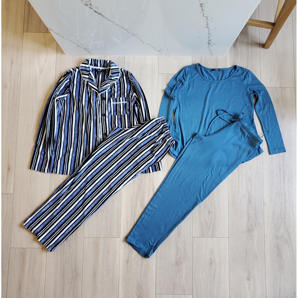 Simply Vera Natori Pajama Lot Women XS S Blue Striped Solid Sleepwear Lounge Set